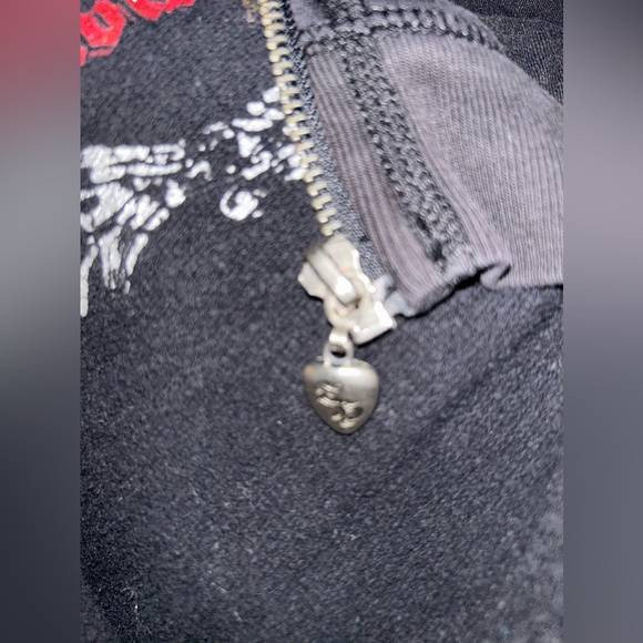 Twisted heart hoodie sweatshirt track jacket Y2k 90’s crystal rhinestone zip up - Picture 7 of 9